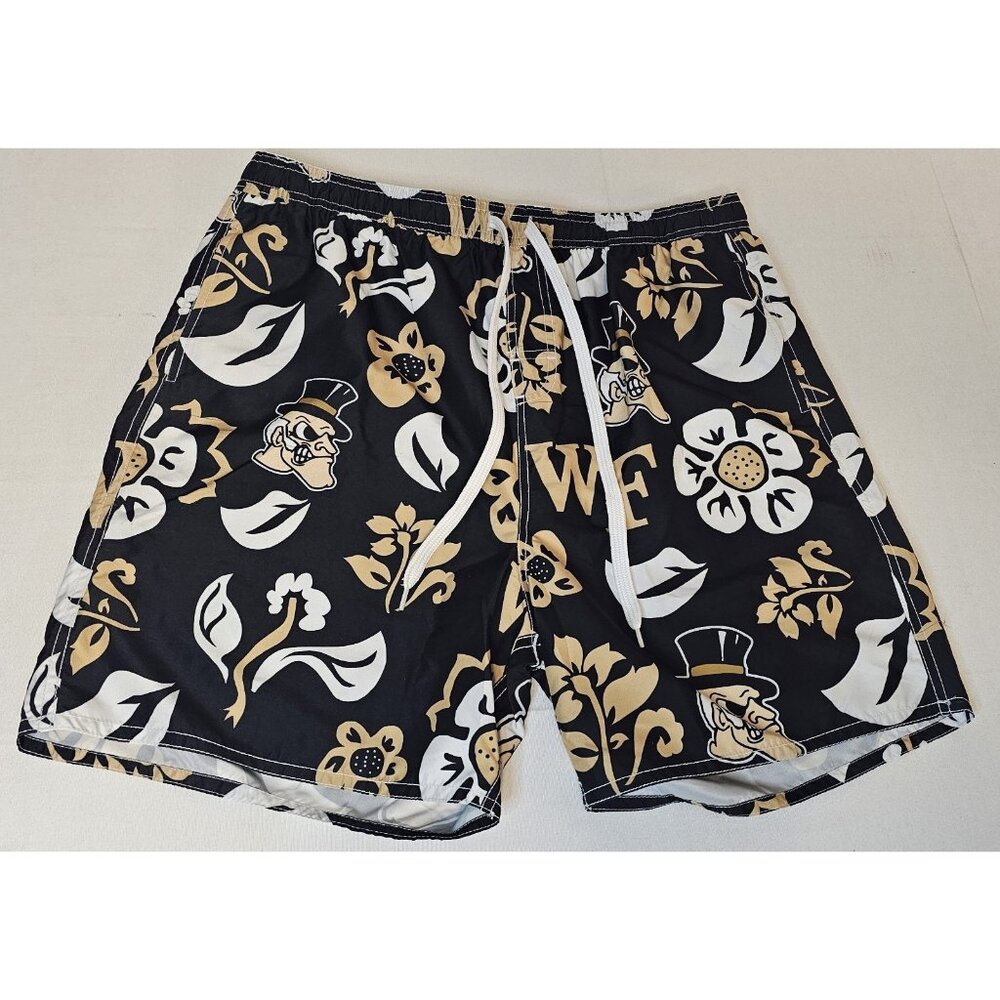 Wes & Willy Wake Forest Demon Deacons Floral Swim Trunks Bathing Suit NWOT-  XXL
